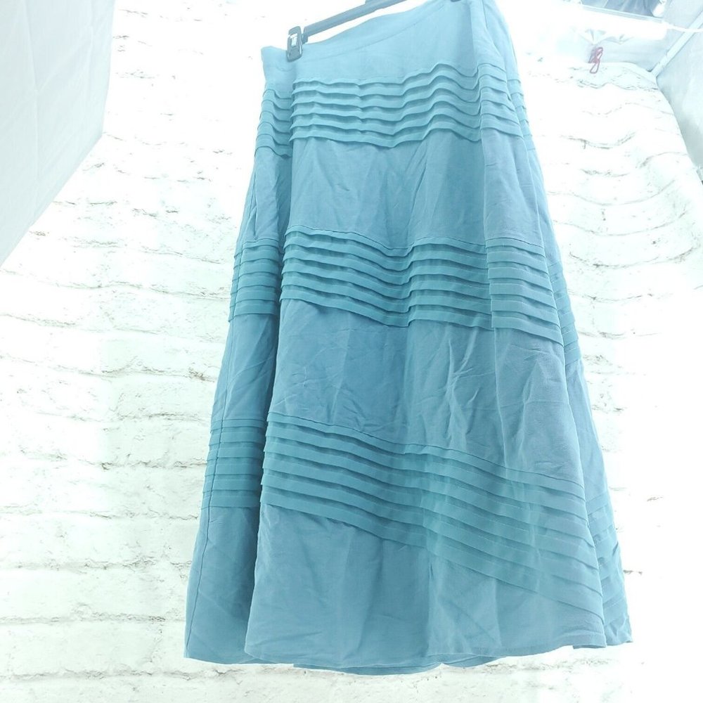 Soft Surroundings Womens Blue Pintuck Chiffon Flat Front A Line Skirt Size PS